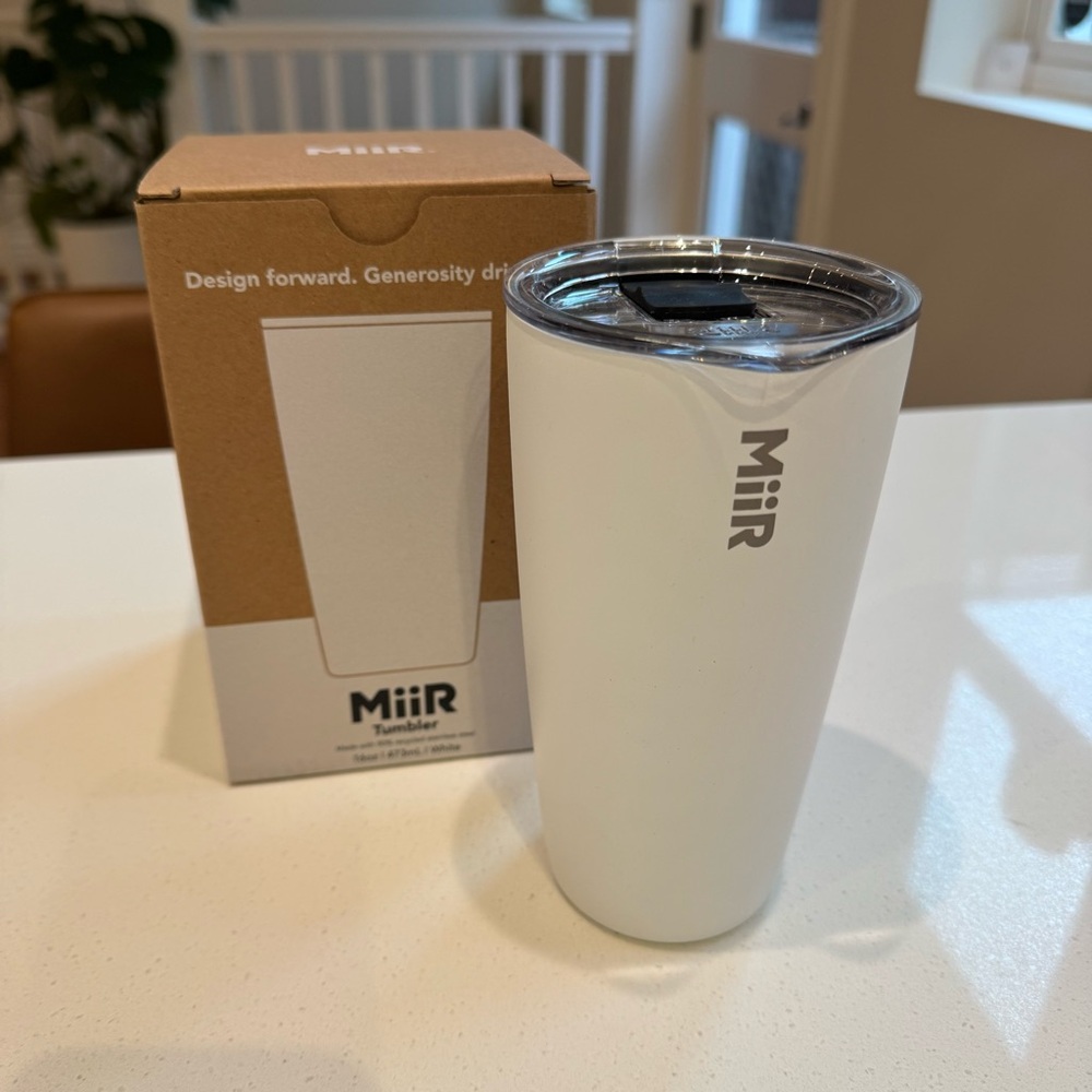 MiiR 16oz White Insulated Stainless Steel Tumbler with Lid (Brand New)